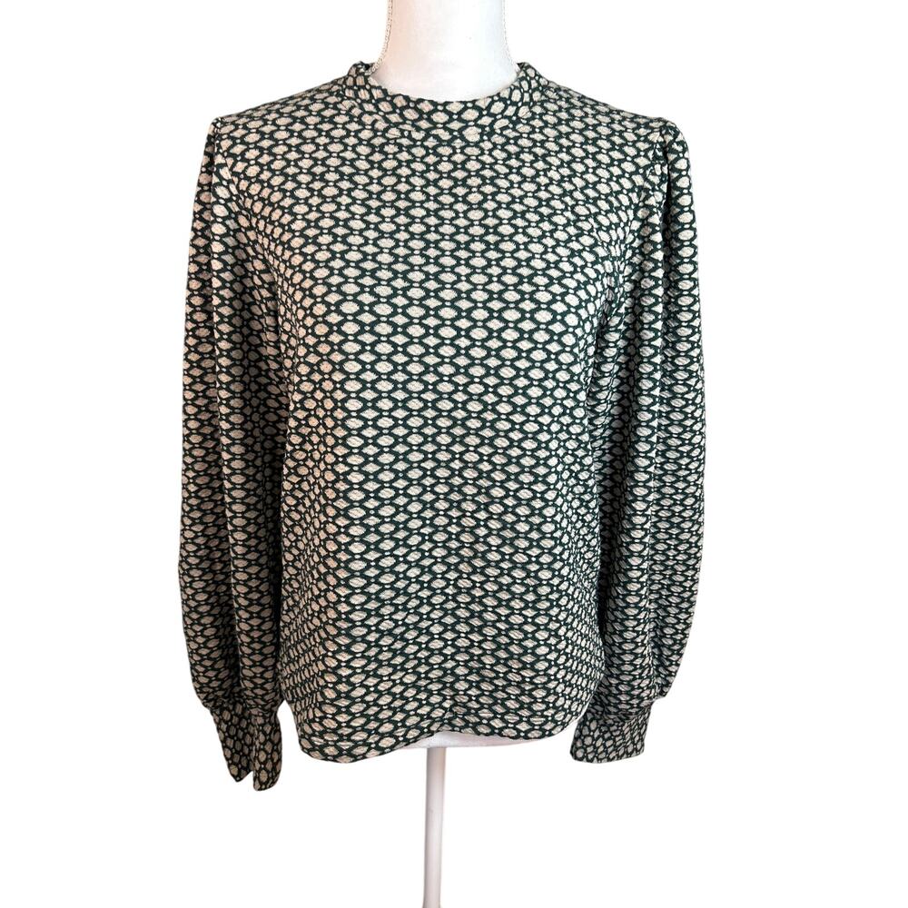 Maeve Green and White Patterned Blouse